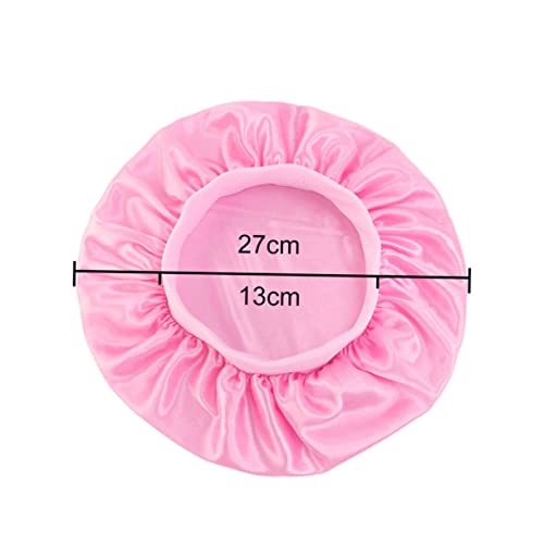 3Pcs Satin Night Sleeping Hat Comfortable Wide Brim Elastic Bonnet for Boys and Breathable Hair Protection Cap White Pink Wine Red2