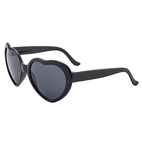 Heart Effect Diffraction Glasses - See Hearts! - Special Effect Rave Festival Light Changing Eyewear, Love Glasses At Night Heart-Shaped Lights Become Love Special Effects Glasses (Black) #TOP1