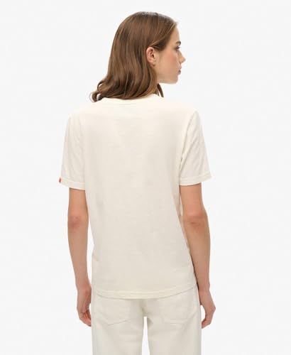 Superdry, T.Shirt VL Tokyo Relaxed Tee, W1011627A, New Chalk White Slub, 10, Woman, NIÑO