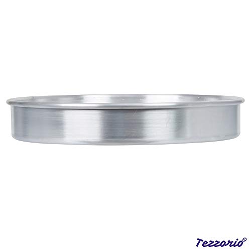 Tezzorio Aluminum Round Cake Pan, 12" X 2" Smooth-Sided Layer Cake Pan, Professional Bakeware #TOP2