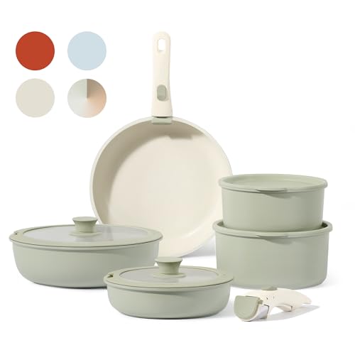 CAROTE 11pcs Pots and Pans Set Non-Stick, Detachable Handle, Oven...