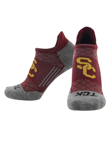 NCAA No Show Tab Socks - USC Trojans Cardinal/Gold Large
