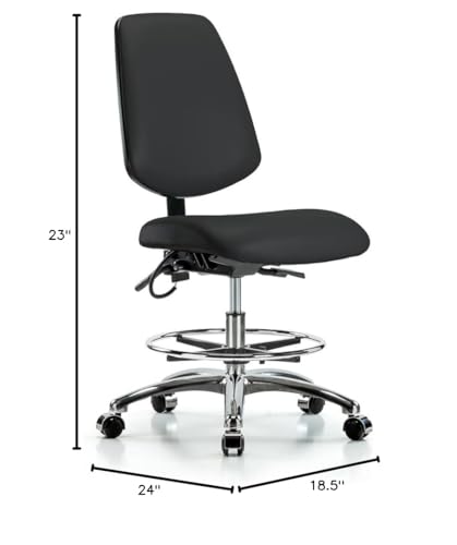Image of Perch Electro-Static Dissipating (ESD) Chair for Safer Work Environment with Footring | Medium Bench Height 20.5-28.5 inch | Black Vinyl