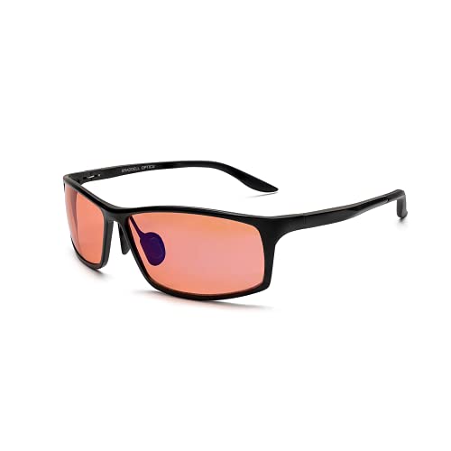 Image of BRADDELL FL-41 Rose Tinted Blue Light Glasses for Migraine Light Sensitivity, Eyestrain and Fluorescent LED Glare (Aluminum Metal)