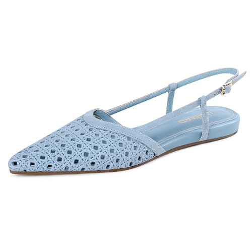 Image of USIMAD Women's Mesh Leather Slingback Flats Pointed Toe Breathable Comfortable Office Dress Shoes