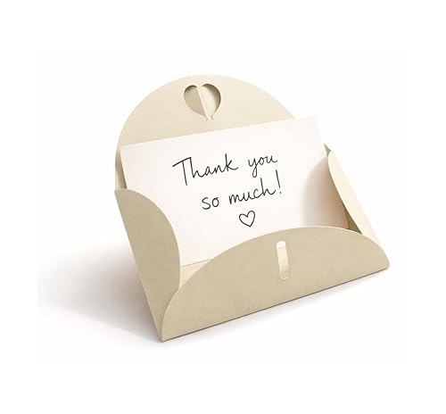 Image of TOWNBUS - Pack of 60 - Heart Clasp Envelope Set with Blank Cards - 6.25 x 4.25 Inch | Heavyweight Premium Kraft Invitation Envelopes for Weddings, Thank You Notes, Gift Cards (Beige, 15.8 x 10.7 cm)