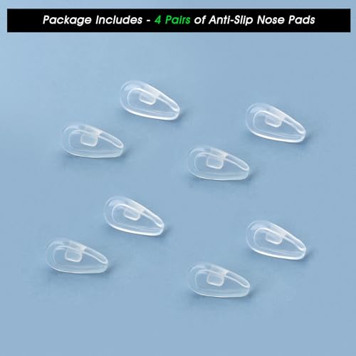 Image of Acefrog 4 Pairs Teardrop Air Bag Cushion Silicone Nose Pads for Oakley Socket 5.5 OX3218, Socket 5.0 OX3217, Socket Ti, Contrail OO4147 Eyeglass, Push-in Nose Piece Replacement, Anti-Slip, Clear