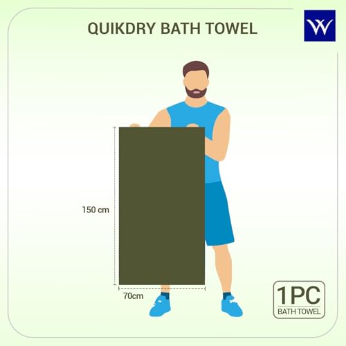 Image of Welspun 100% Cotton Quick Dry Bath Towel | High Absorbency Super Soft, Fast Drying Towels for Bath | 380 GSM Large Size 1 Piece Bath Towel for Men and Women | Sized 70cm X 150cm (Green)