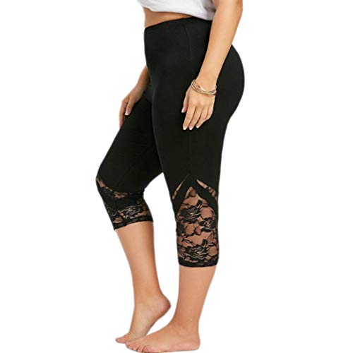 Plus Size Skinny Leggings, Women's High Waist Lace Yaga Pants Sport Pants Leggings