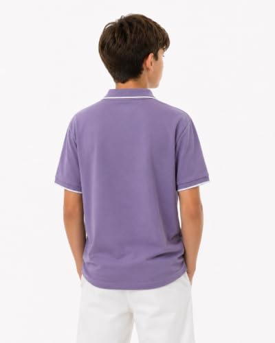 Image of Alan Jones Clothing Boys Solid Polo T-Shirt | Cotton Rich Regular Fit Half Sleeve Collar Tshirt for Boys | Age 6-16 Years