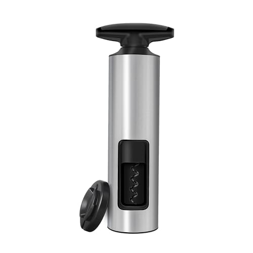 ELMWAY VinoLux Series Manual Wine Opener – Effort-Saving Self-Pull Corkscrew with Built-in Foil Cutter, Brushed Stainless Steel Shell for Kitchen & Dining, Easy to Use & Power-Free – 2-in-1