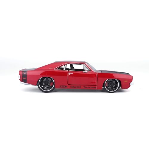 Modelo a escala 1:25 Dodge Charger R/T 1969 Rojo Metálico miniatura 3