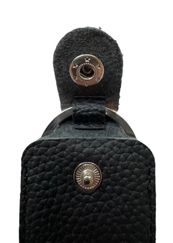 TUFF LUV Leather Keyring Pouch [Compatible with Victorinox ] [Small Classic SD, Mini-Champ] Leather Keyring Case - Black