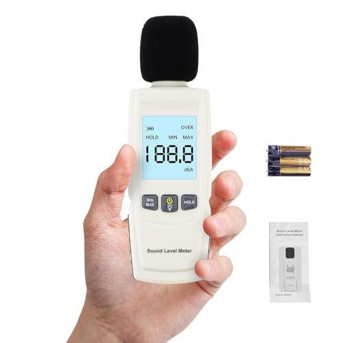 Smgda Digital Sound Level Meter, Portable Sound Meter, Noise Meter Tester 30-130dB with Backlight Alarm, Data Hold, Decibel Monitoring Tester