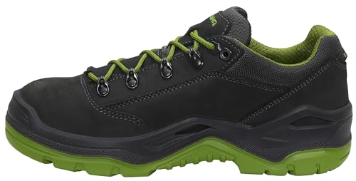 LOWA Sicherheitsschuhe Renegade Work GTX Green Lo S3S CI, Damen und Herren, Leder/Textil, Stahlkappe, leicht, sportlich 44, Schwarz-Grün