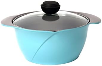 Cheftopf Larose Premium Pot, Specialty Nonstick Dishwasher Safe,Pan with Glass Lid Cookware, Sky Blue
