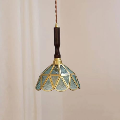 Suspension en verre patchwork bleu au design scandinave raffiné - 6