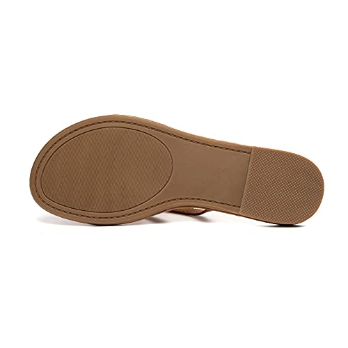 Luffymomo Women's Elastic Strap Flat Sandals Casual Summer Open Toe Sandal(11 M Us Brown) #TOP3