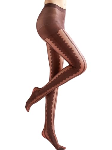 Image of Sahabowi Women Tights, Sheer High Waist Pantyhose, Vintage Control Top Stockings, Siwa7