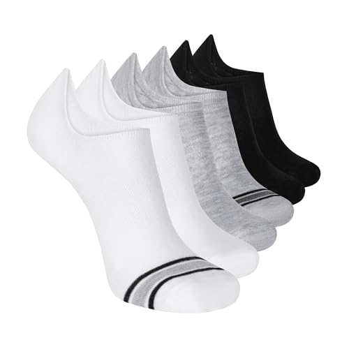 Skechers Men's Slip-Ins 6-Pack No Show Socks, White/Black, 10-13
