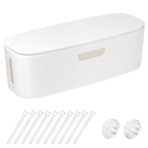 Cable Management Box - Large Cord Organizer Box to Hide Power Strip & Under Desk, TV Computer Wires...