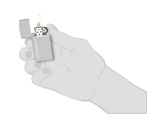 Image of Zippo Slim Laser Pattern Design High Polish Chrome, Windproof Pocket Fuel Refillable Lighter, BIS Certified