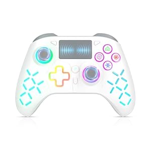 LED Wireless Controller for PS4, RGB Lighting Gamepad for Playstation 4/PS4 Slim/PS4 Pro with Turbo/6-Axis Motion Sensor/1200mAh Battery/3.5mm Audio Jack/Marco