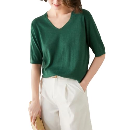 Pull en laine cachemire femme manches courtes chaud pull tricoté doux uni
