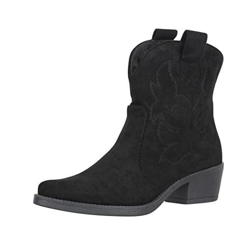 Elara Botines Mujer Botas de Vaquero Chunkyrayan 301-A31S Black-36