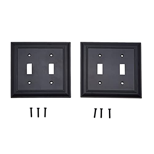 Amazon Basics Decorative 2-Gang Toggle Wall Plate - 2-Pack, Flat Black #TOP4