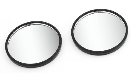 Water & Wood 2 Pcs Auto Car Black Stick-on Round Rearview Blind Spot Mirror 2.0" with Car Cleaning Cloth