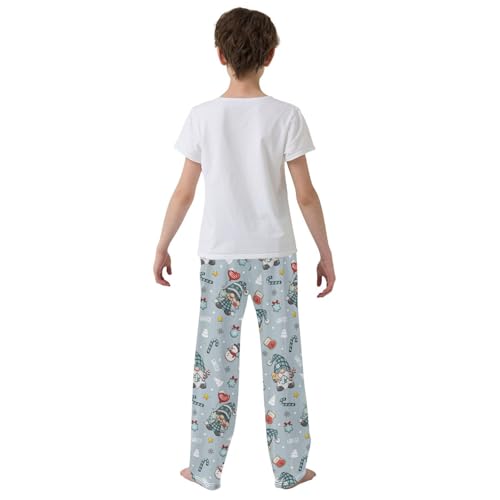 Xmas Gnome Snowman Boys Long Pants Soft Trousers Elastic Waist Kids Lounge Bottoms with Pockets S-XL3