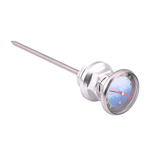 Jauge d'Huile de Moto, Keenso Jauge de Niveau d'Huile avec le Thermomètre pour Moto en Alliage d'Aluminium (Silver)