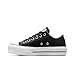 Converse Women's Chuck Taylor All Star Lift Platform Leather Low Top, Black/Black/White, 7.5