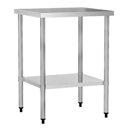Image of Stainless Steel Work Table 24 x 24 Inch, NSF Commercial Prep Table with Undershelf, Heavy Duty Food Prep Workstation