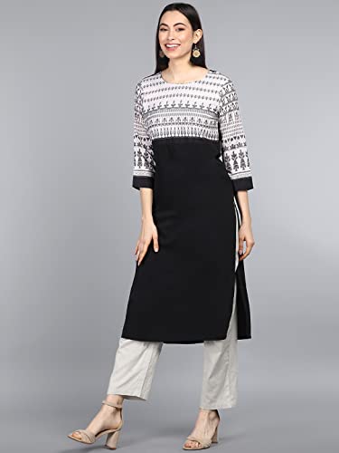 Image of Vaamsi Women's Crepe Straight Kurta (VPK1690E L Black)