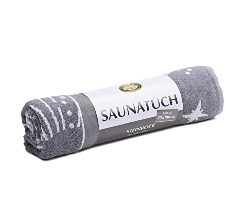 Gözze - Fluffy Sauna Towel with Zodiac Star Sign Design, Capricorn, 100% Cotton - 80 x 180 cm, Anthracite/Silver - Image 4