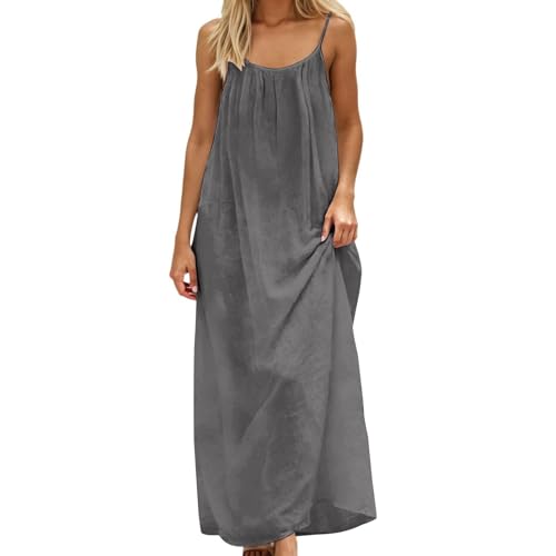 Robe de plage pour femme en lin de style vintage et coupe longue élégante à volants
