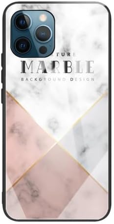 tecmac for iPhone 13 Pro Marble Tempered Glass Back Cover TPU Border Case (HCBL-6)