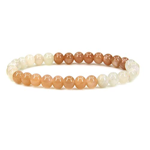 Natural AA Grade Multicolor Sunstone Gemstone 6mm Round Beads Stretch Bracelet 7