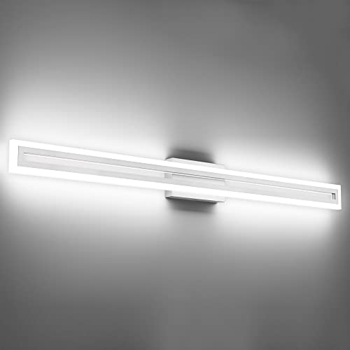 Image of SOLFART Bathroom Vanity Light Fixtures 48 Inch Led Brushed Nickel Bathroom Light Fixtures 6000K