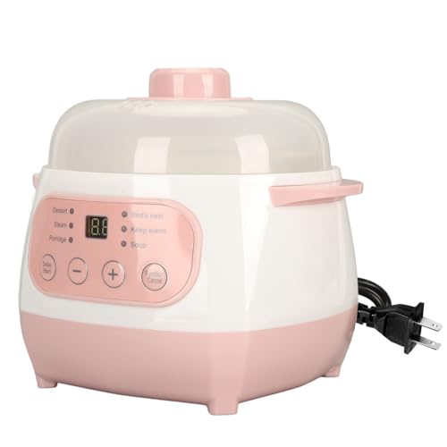 Image of Electric Stew Pot, 1L 200W Anti Dry Burn Safe Intelligent Electric Ceramic Cooker, with 24H Timer, for Porridge Rice Soup Cooking (US Plug 110V)