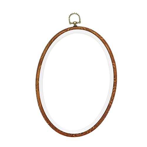 Semetall 4Pcs Oval Embroidery Hoops 9"X6.5" Inch Imitation Wood Embroidery Display Frame Mini Cross Stitch Hoop For Fabric Embroidery Decoration #TOP3