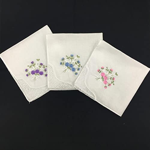 oshhni Lenços 12X Femininos Bordados de Algodão com Renda Lenços Lenços Lenços Laváveis ​​com Toalha