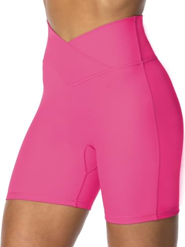 Image of Sunzel Crossover Biker Shorts for Women, No Front Seam V High Waist Yoga Workout Gym Shorts with Tummy Control | 4 Or 6-Inch Inseam, High Waisted, Tummy Control, Crossover Waist, Buttery Soft, No Front Seam, Squat Proof, Compression