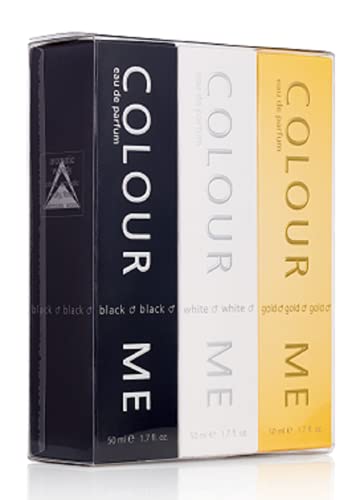 COLOUR ME Black/White/Gold Homme - Triple Pack, Fragrance for Men, 3 x 50ml Eau de Parfum, by Milton-Lloyd