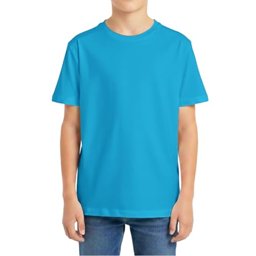 Lista de Camisetas de manga corta para Niño - solo los mejores. 50 Miccina Camiseta de manga corta para niño, camisetas de algodón para niño, camisetas de cuello redondo de verano, camisetas básicas azul lago