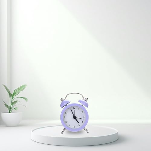 Image of Vintage Inspired Mini Table Alarm Clock, Old Retro Style Digital Alarm Clock, Small Table Clock for Home, Kitchen, Office and Decor (Purple)