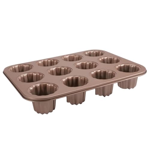 Canele Moulds, 12-Cavity Nonstick Canele Mold Carbon Steel Baking Molds 13.8x10 Inch Baking Pan ideal for Home Canneles Bread Muffin Cake