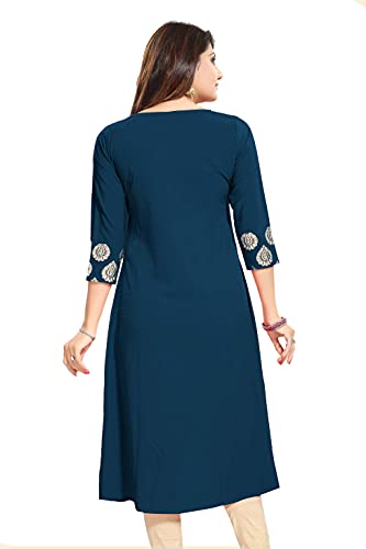 Image of ALC Creation Women's Crepe Printed A-line Kurti (EDT4007TEAL Teal 4X-Large)